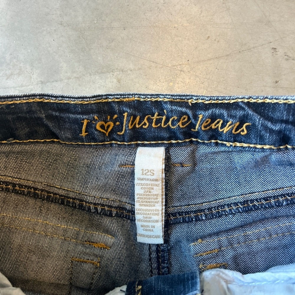 Justice Jeans Mens Dark Wash Distressed Bootcut Denim Rhinestone Pockets 24x27 - Picture 4 of 8
